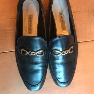Black leather Zara loafers